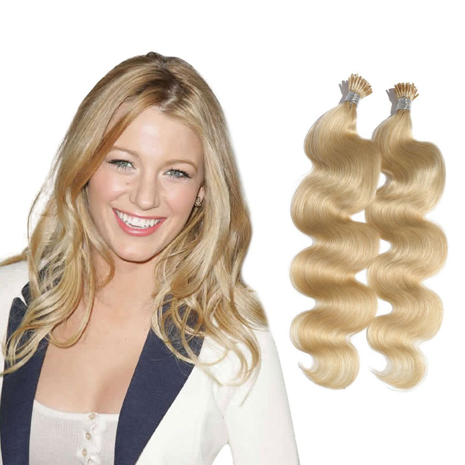 6 30 Inch 613 Bleach Blonde Stick I Tip Body Wave Real Human Hair 6765