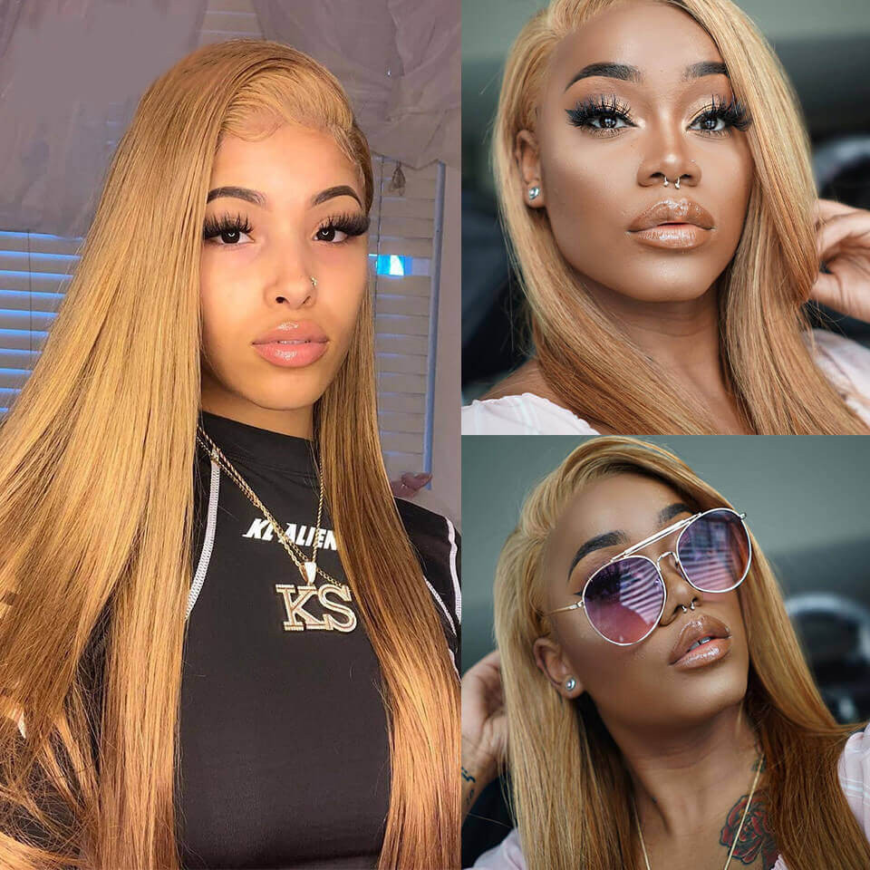 27 1b 27 1b 4 27 Straight Colored Lace Front Wigs For Black Women 150 200 Density