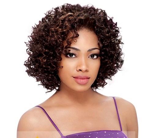 10 Inch Vogue Short Curly Brown No Bang African American Lace Wigs for ...