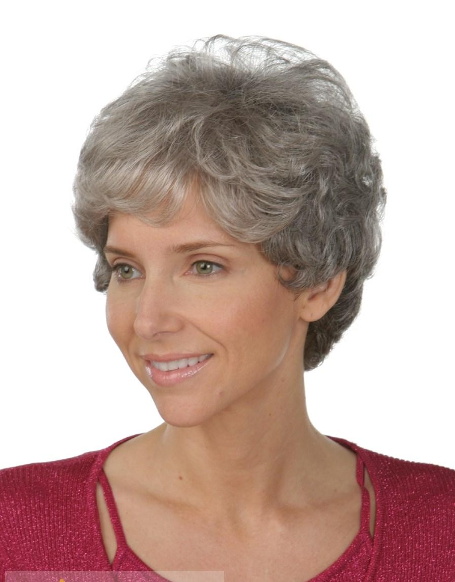 100 Human Hair Gray Short Wavy Curly Full Lace Wigs 