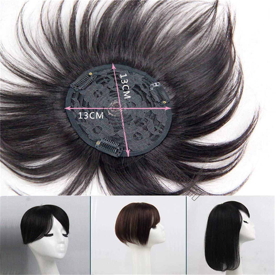 100% Real Human Hair Toppers with Side Bangs, Clip in ...