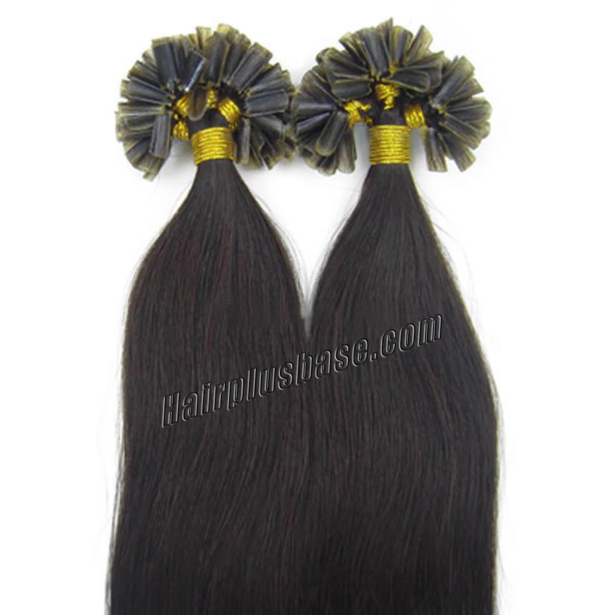 18 Inch #1b Natural Black Stick Tip Human Hair Extensions 100S