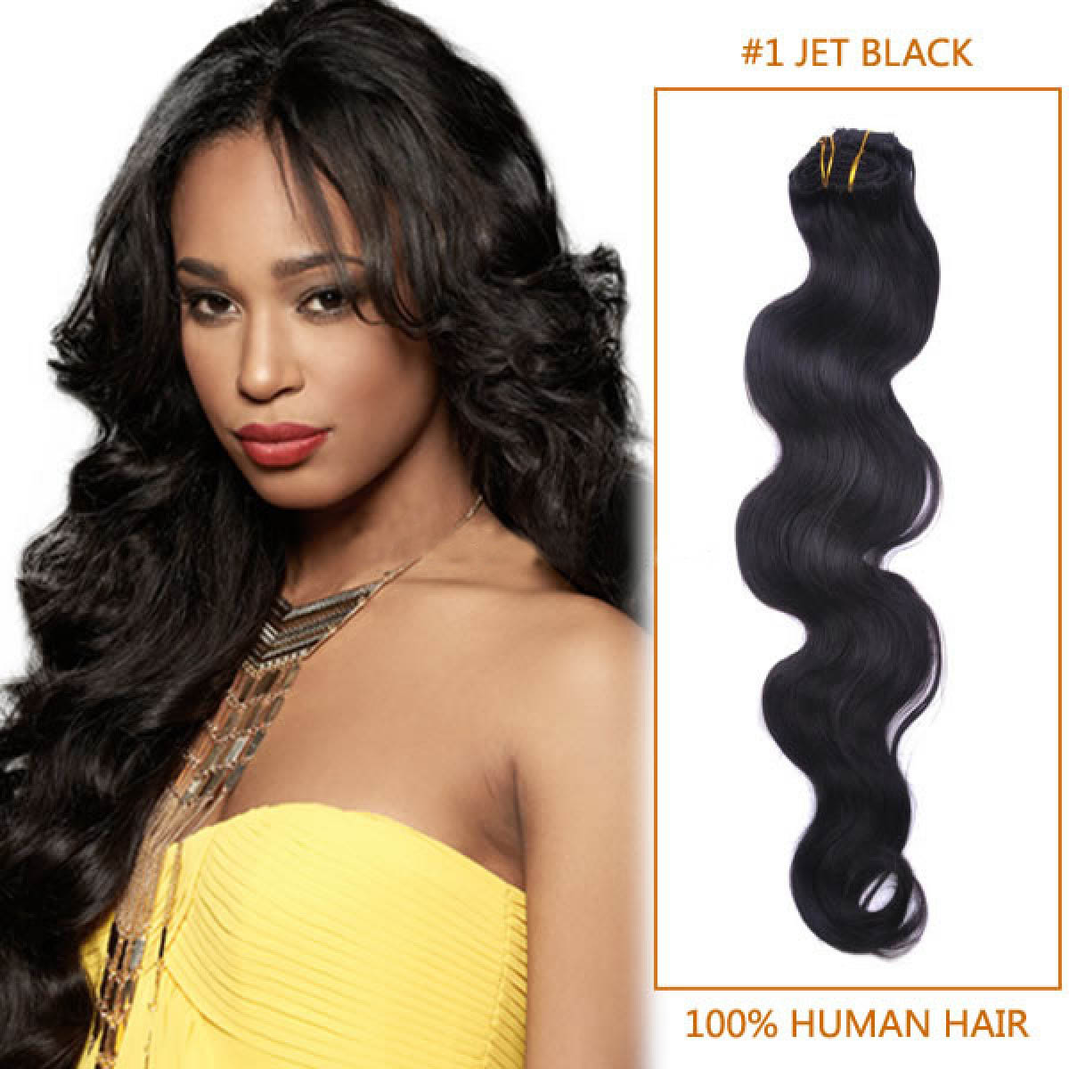 22 Inch #1 Jet Black Body Wave Indian Remy Hair Wefts