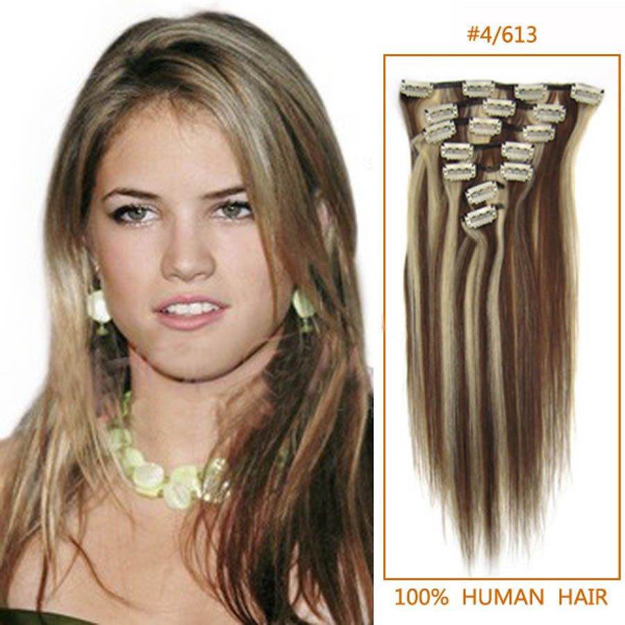 24 Inch 4 613 Clip In Human Hair Extensions 10pcs   24 Inch  4 613 Clip In Human Hair Extensions 10pcs 10197 Tv 