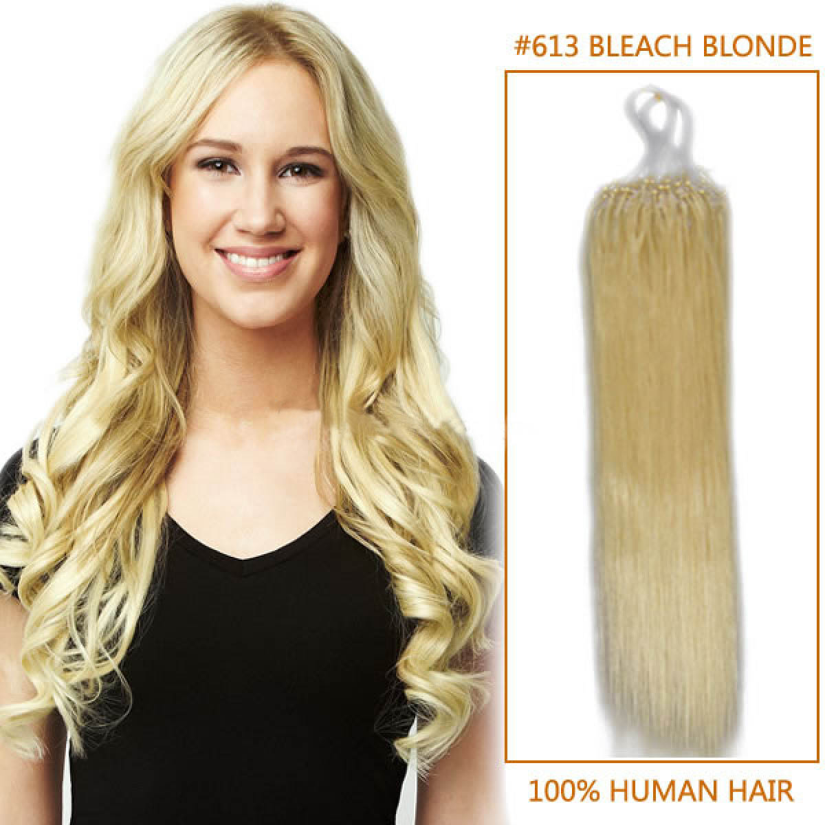 24 Inch 613 Bleach Blonde Micro Loop Human Hair Extensions 100s 100g
