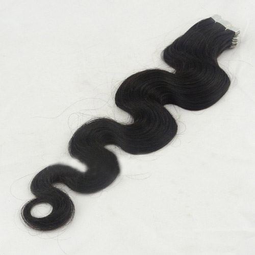 26 Inch #1B Natural Black Elegant Tape In Hair Extensions Body Wave 20 Pcs