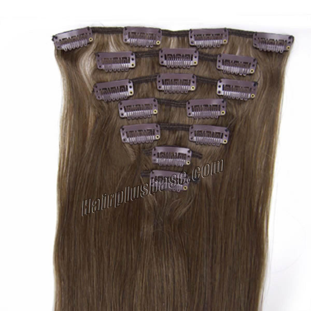 26 Inch 8 Ash Brown Clip In Remy Human Hair Extensions 7pcs