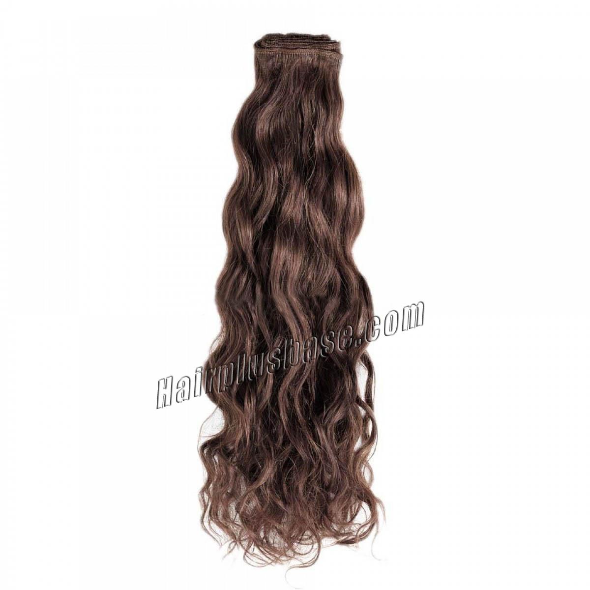 30 Inch 6 Light Brown Curly Indian Remy Hair Wefts 