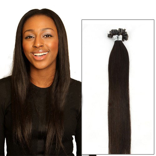 34 Inch #1B Natural Black Straight Nail / U Tip Fusion ...