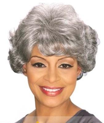 8 Inch Personalized Short Curly Gray African American Wigs for Women