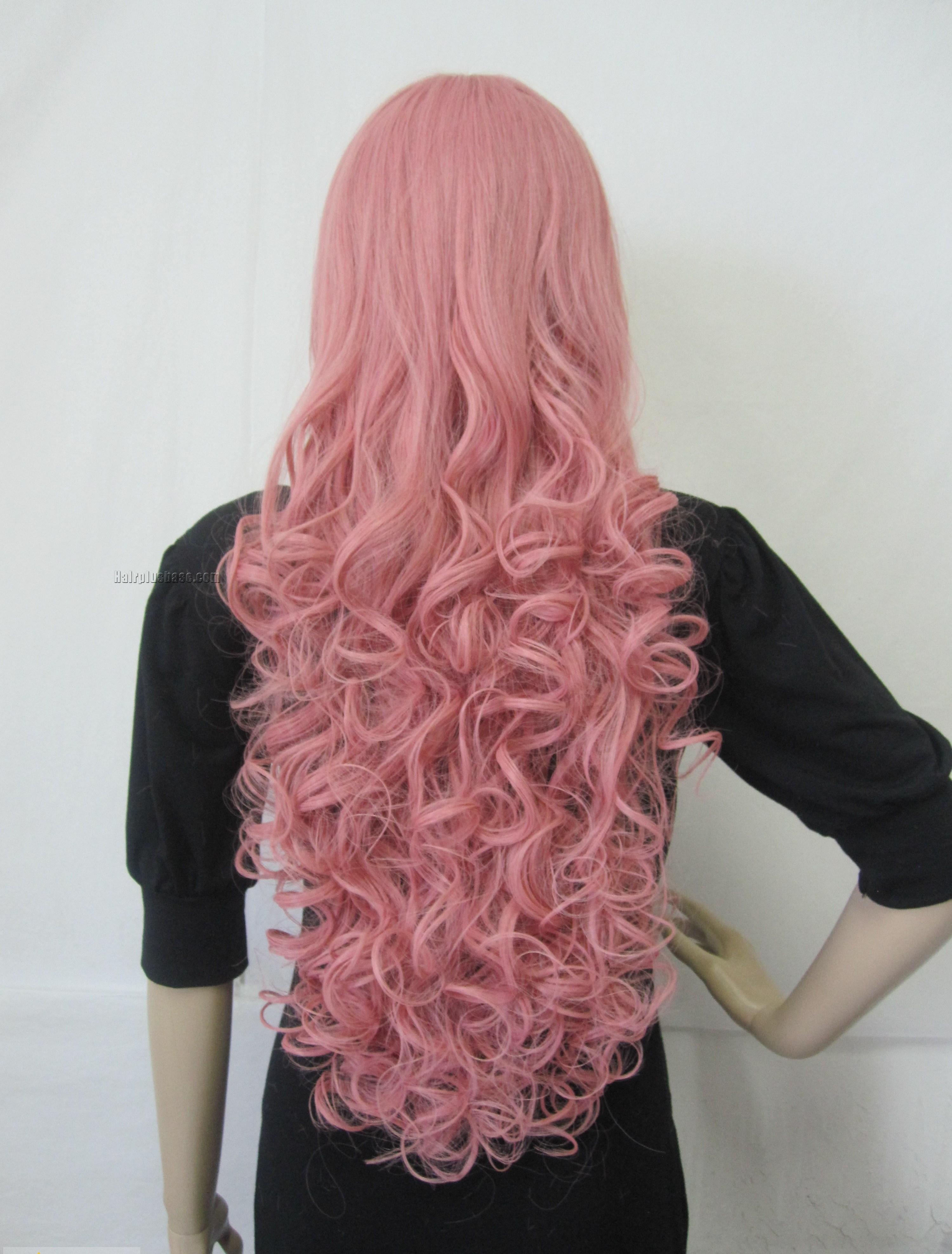 Best Capless Long Synthetic Hair Pink Wavy Curly Cheap Cosplay Wigs