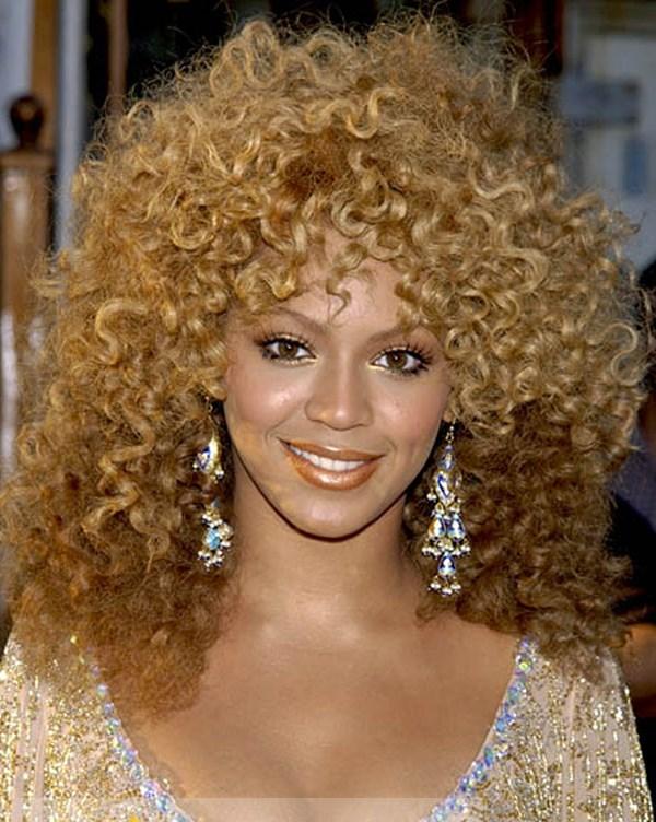 Beyonce Knowles' Wigs Capless Long Curly Mixed Color Human Hair