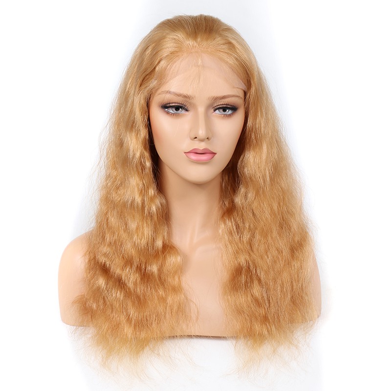 Blonde 27 Color Glueless Full Lace Wigs Peruvian Virgin Hair Natural Wave