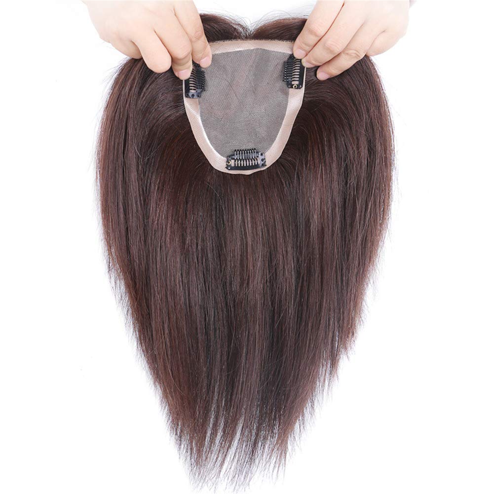 Clip on Mono Human Hair Toppers for Women with Thinning Hair, 4