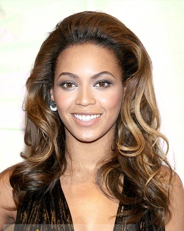 Gorgeous Full Lace Long Wavy Mixed Color Beyonce Knowles' Real Hair Wigs