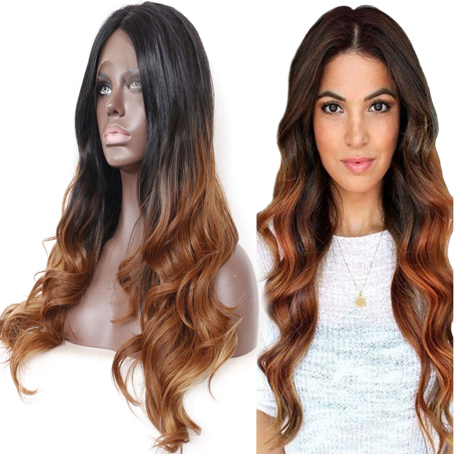 Graceful Wavy Ombre Brown Lace Front Wig For Black Women