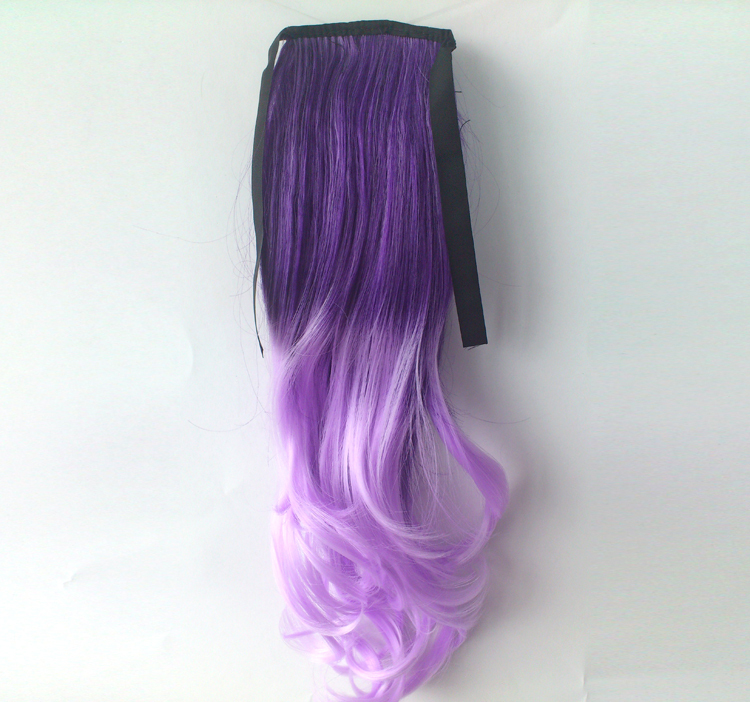 Ombre Colorful Ponytail Wavy 06 Deep purple/Light Purple 1 Piece