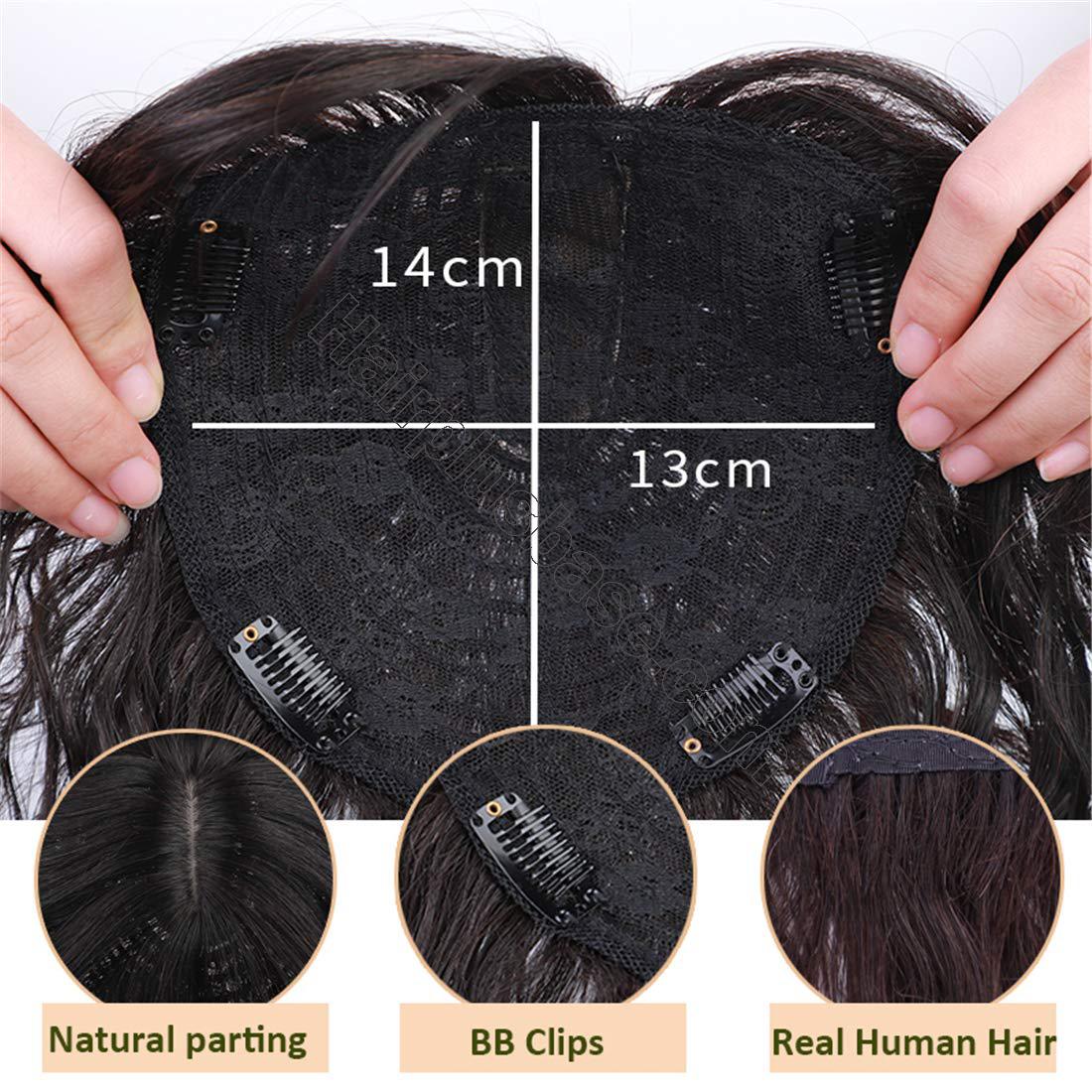 Real Human Hair Crown Hair Pieces Curly Hair Topper with Bangs for ...