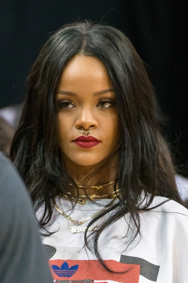 Rihanna Long Style Black Hair Straight Human Hair Celebrity Lace Wigs ...