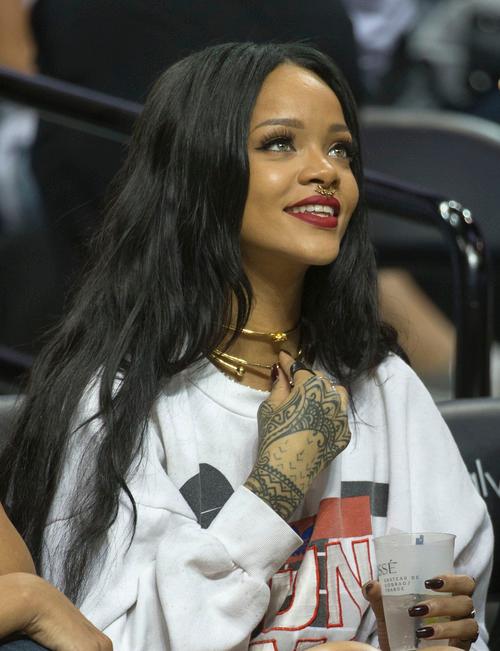 Rihanna Long Style Black Hair Straight Human Hair Celebrity Lace Wigs