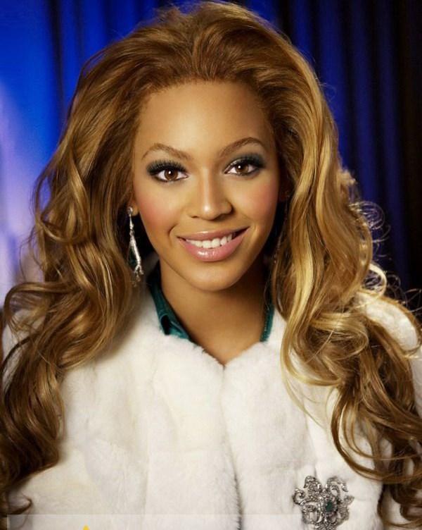 Sexy Beyonce Knowles' Human Hair Wig Full Lace Long Wavy Blonde