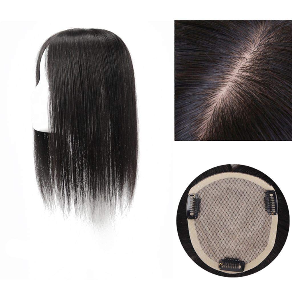 Straight Human Hair Top Hairpiece Instantly Silk Base Hair Topper for ...